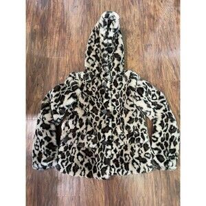 Sage Collective Faux Fur Cheetah Leopard Coat Retro Sz XS Soft Fuzzy Beth Dutton